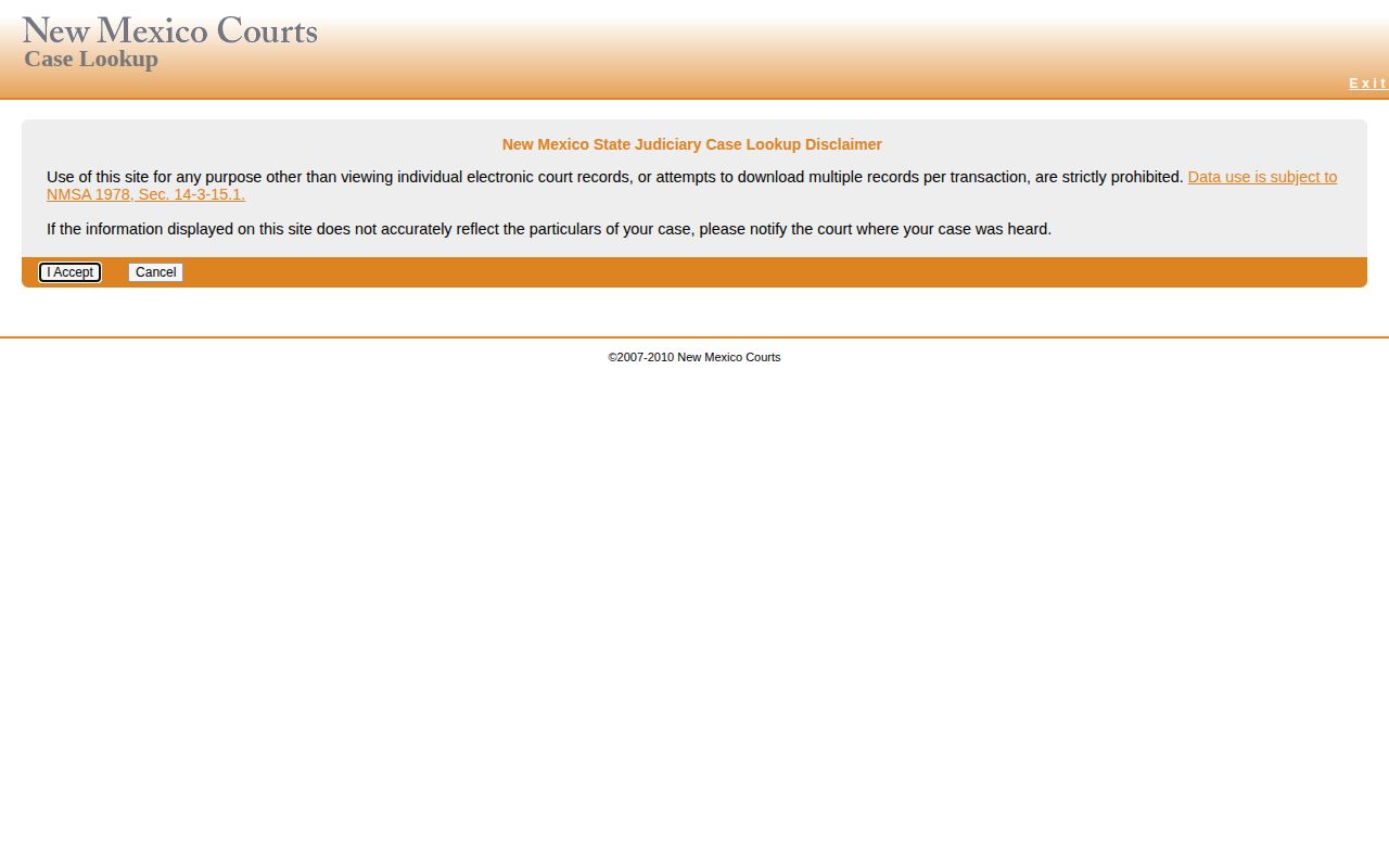 De Baca County release record search in New Mexico Case Lookup