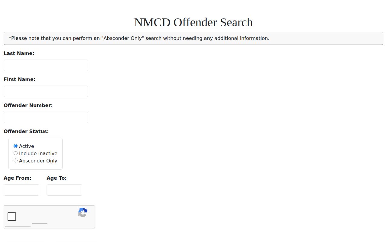 NMCD Include Inactive option for De Baca County release search
